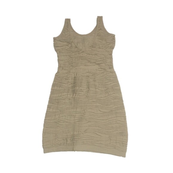 Unbranded dress Womens Large nude beige horizontal pleating v-back stretchy - Picture 2 of 6